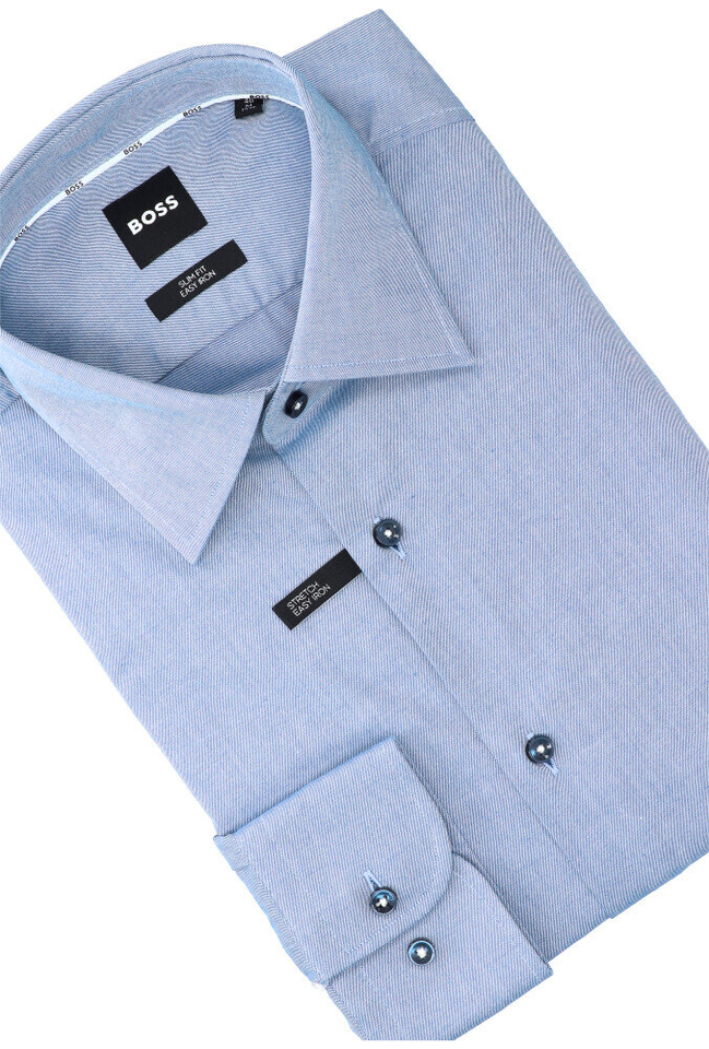 Medium blue katoenen hemd (slim fit) met lange mouwen Hugo Boss