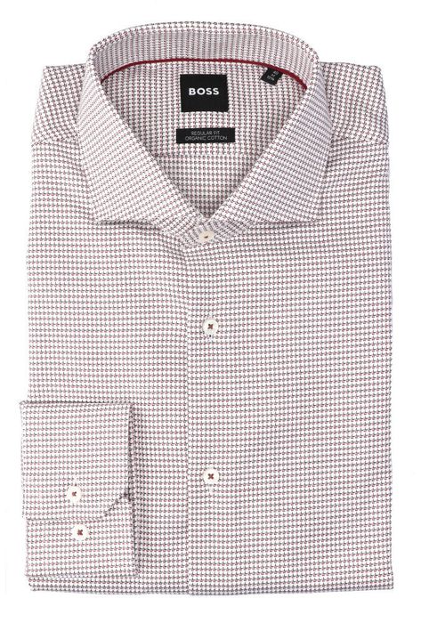 Dark red katoenen hemd ( regular fit) met print en lange mouwen Hugo Boss