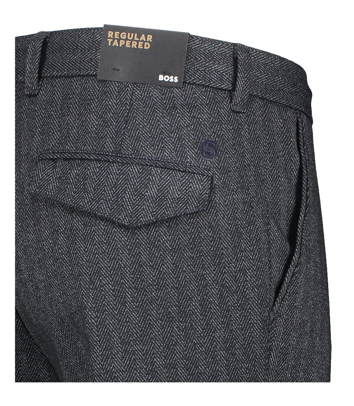 Donkerblauwe broek met visgraatmotief Regular Tapered Kane Hugo Boss