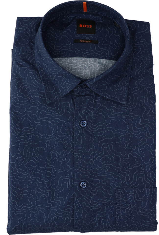 Donkerblauw katoenen hemd (regular fit) met lange mouwen Hugo Boss