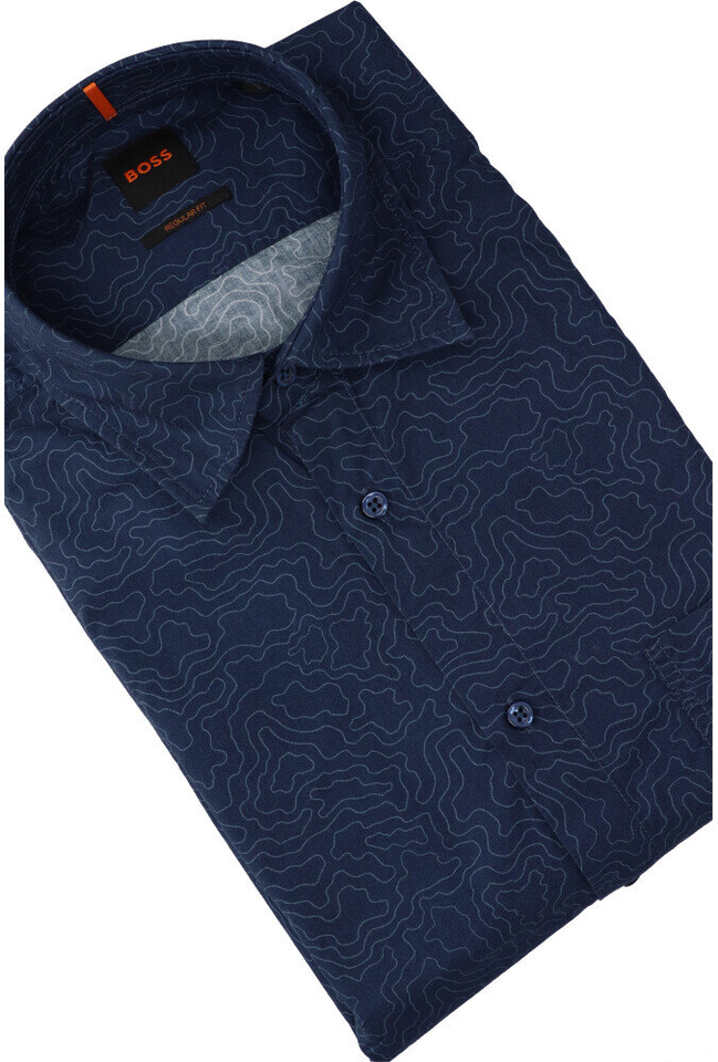 Donkerblauw katoenen hemd (regular fit) met lange mouwen Hugo Boss