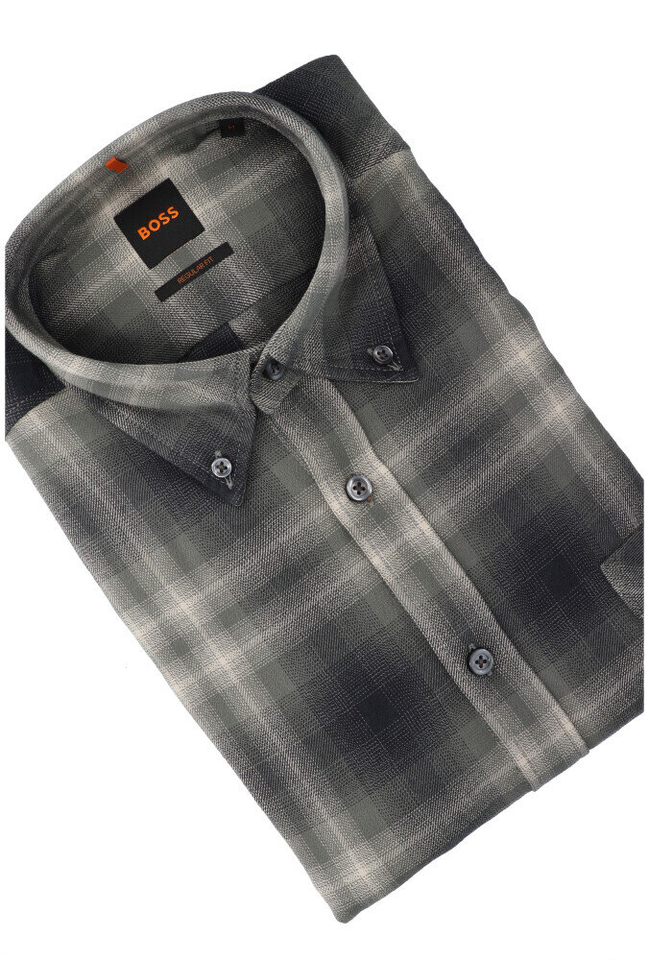 Open grey katoenen hemd ( regular fit) met ruiten en lange mouwen Hugo Boss