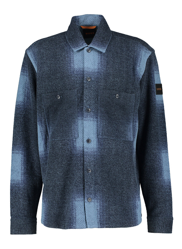 Open blue katoenen hemd (regular fit) met ruiten en lange mouwen Hugo Boss