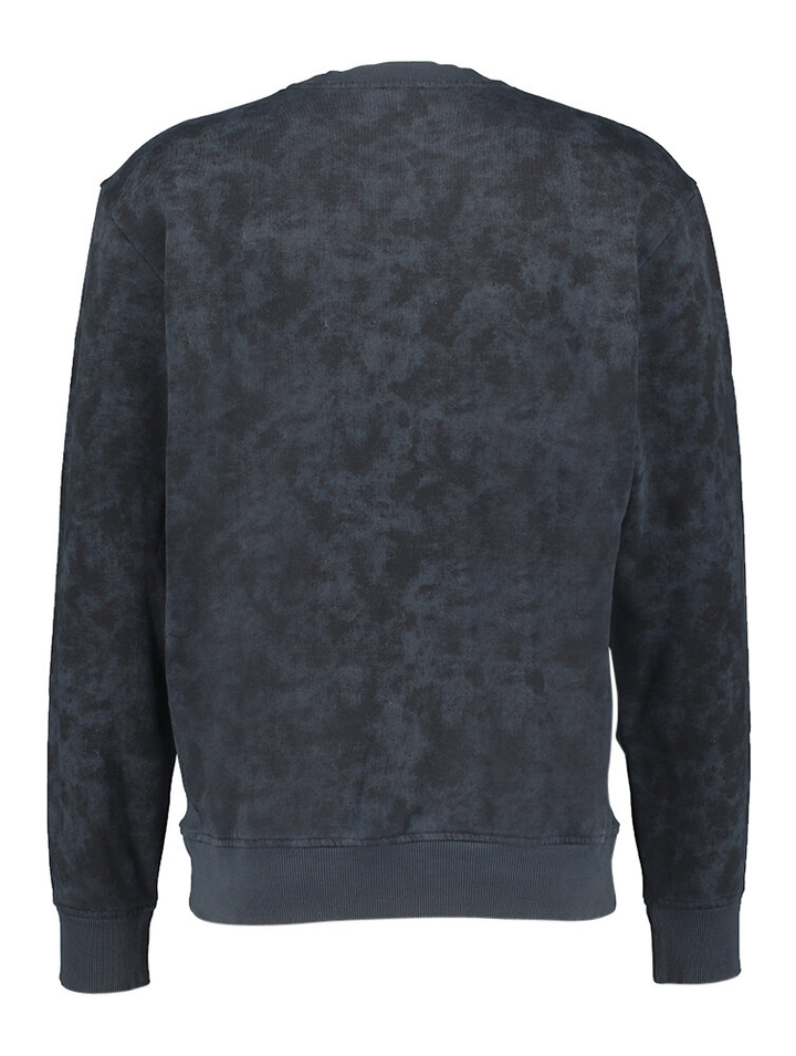 Donkerblauwe katoenen pull met afgewassen print Hugo Boss