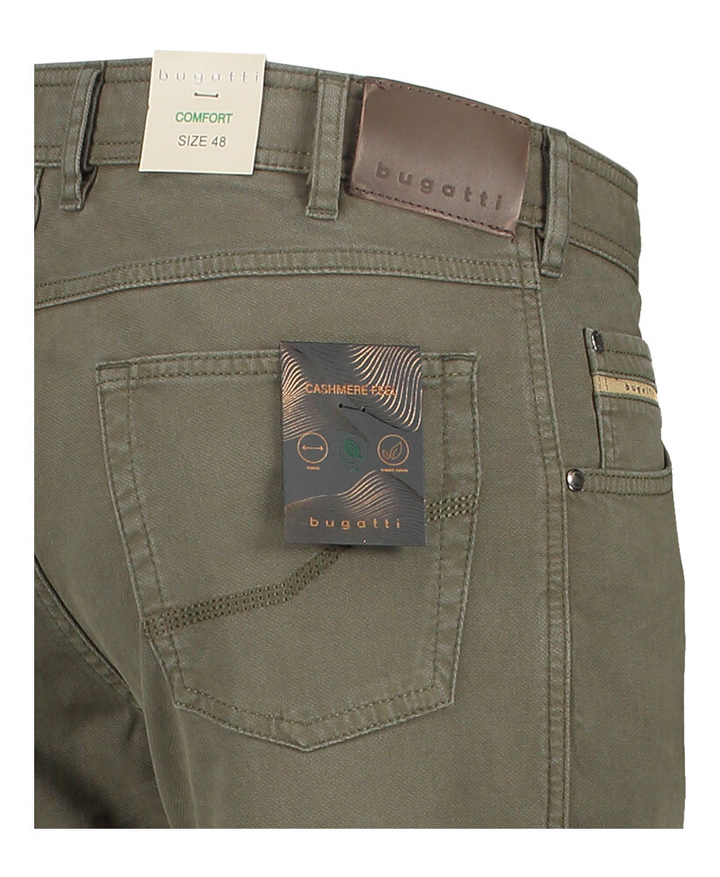 Kaki kleurige slim fit broek Bugatti