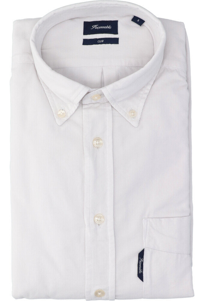 Beige ribfluwelen hemd ( regular fit) met lange mouwen 