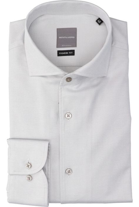 Licht grijs katoenen hemd (slim fit) met lange mouwen Gentiluomo