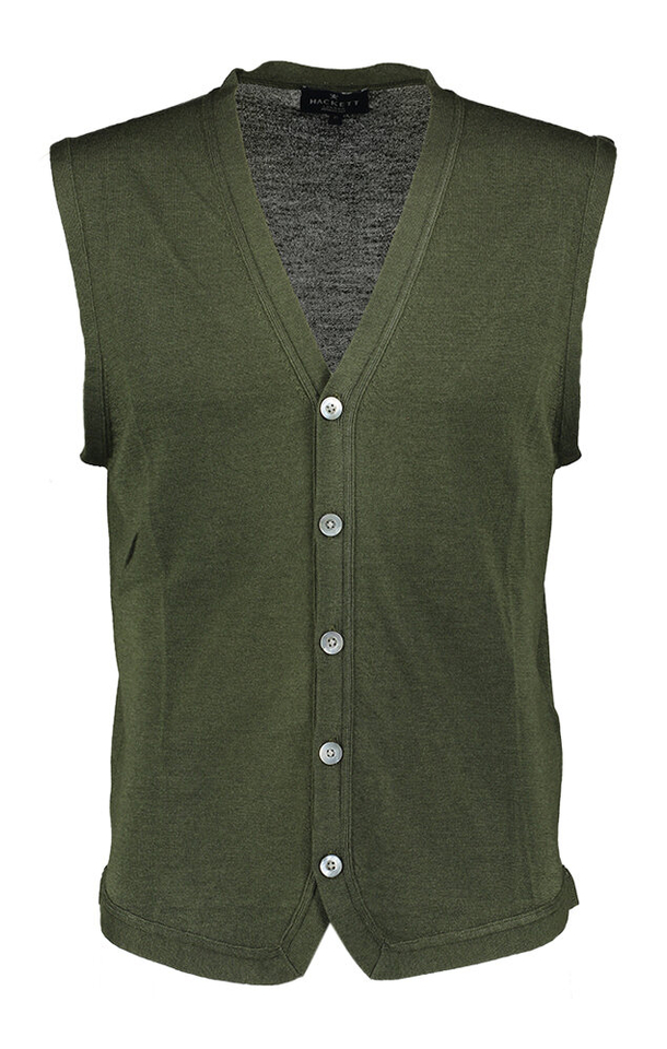 Donker groene cardigan met knoopsluiting GMD Merino Silk Hackett 