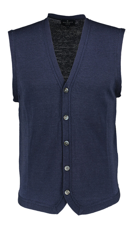 Donkerblauwe cardigan met knoopsluiting GMD Merino Silk Hackett
