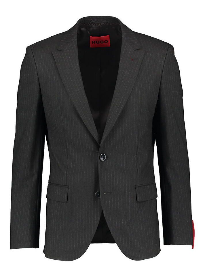 Driedelig zwart slim fit kostuum met krijtstreep Hugo Boss