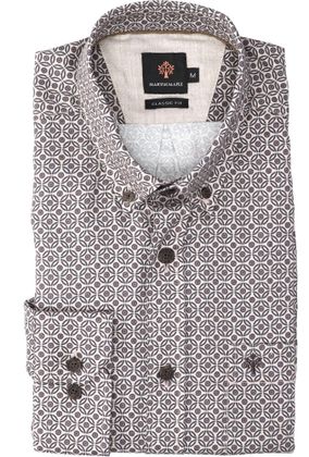Martin Maple Beige katoenen hemd ( regular fit) met details en lange mouwen
