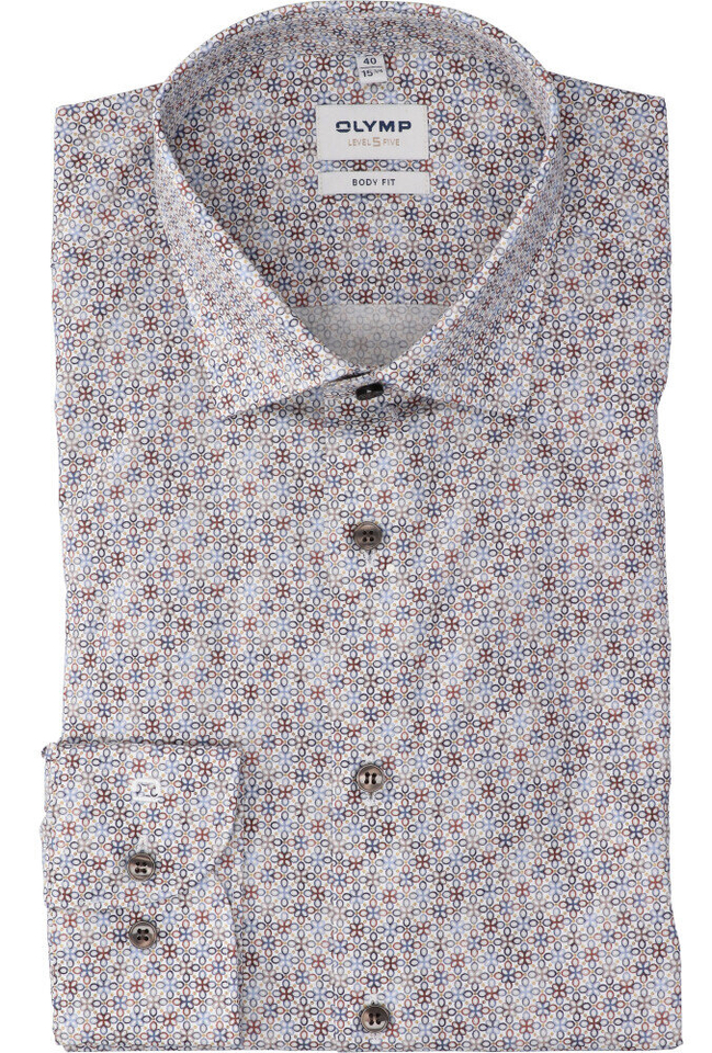 Wit katoenen hemd ( comfort fit) met bloemen en extra lange mouwen Olymp