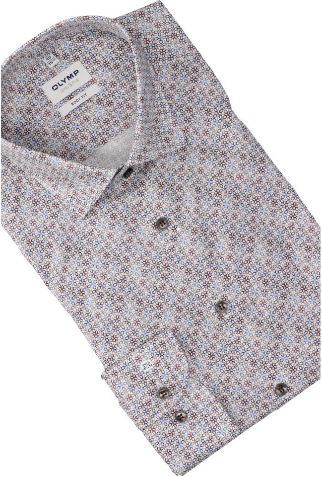 Wit katoenen hemd ( comfort fit) met bloemen en extra lange mouwen Olymp
