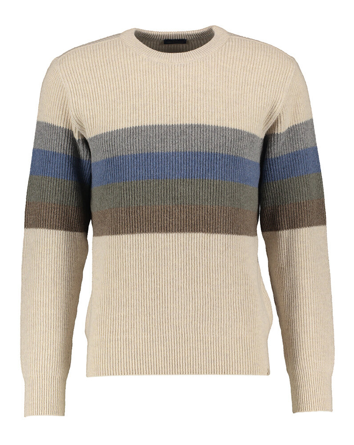 Ecru wollen trui met gekleurde strepen Paul & Shark