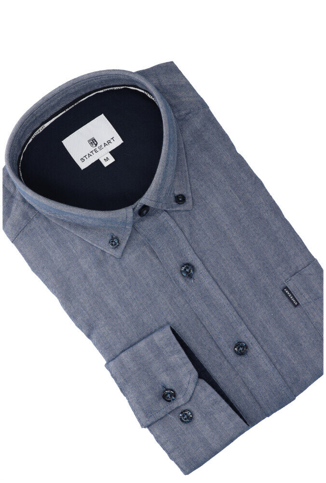 Blauw hemd (regular fit) met lange mouwen State Of Art