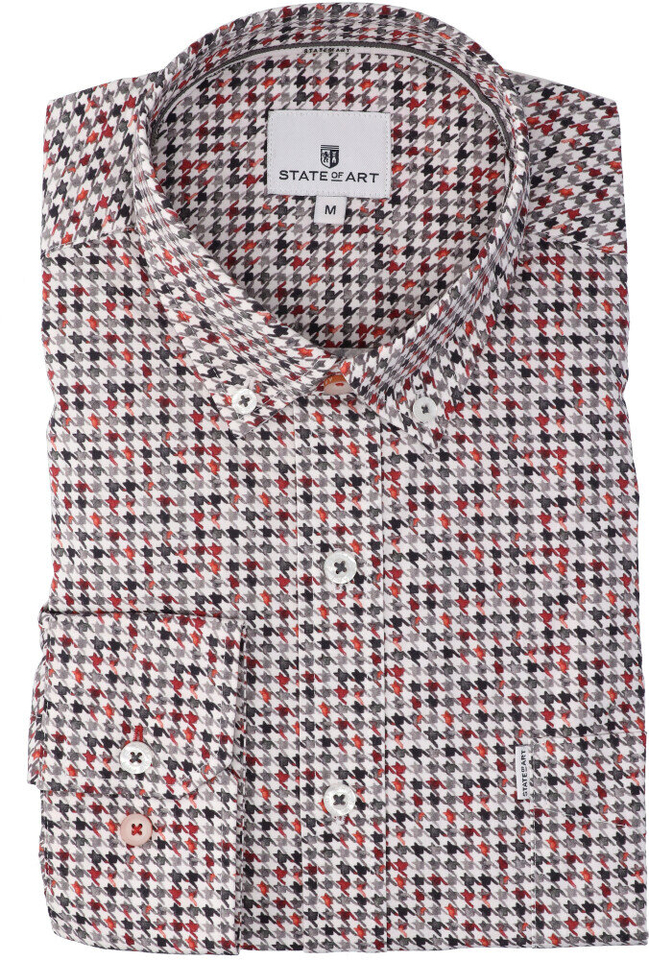 Wit katoenen hemd  regular fit) met details en lange mouwen State Of Art