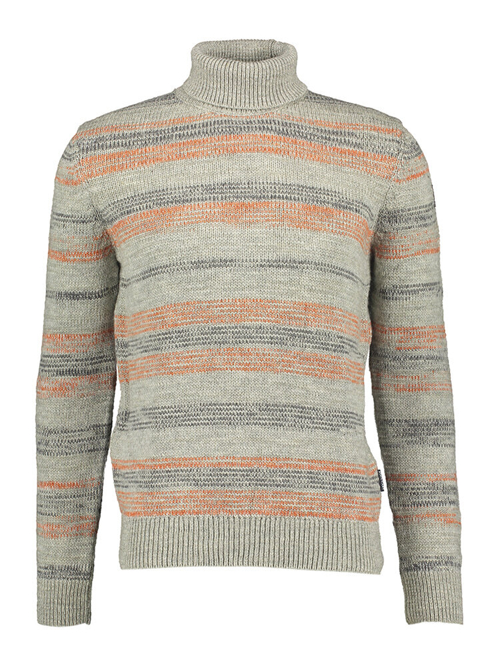 Grijze trui met strepen in kleur met rolkraag State Of Art