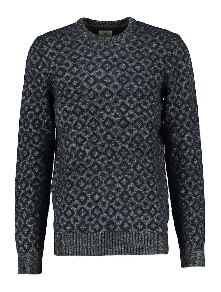 Blauwe pull met motief State of Art