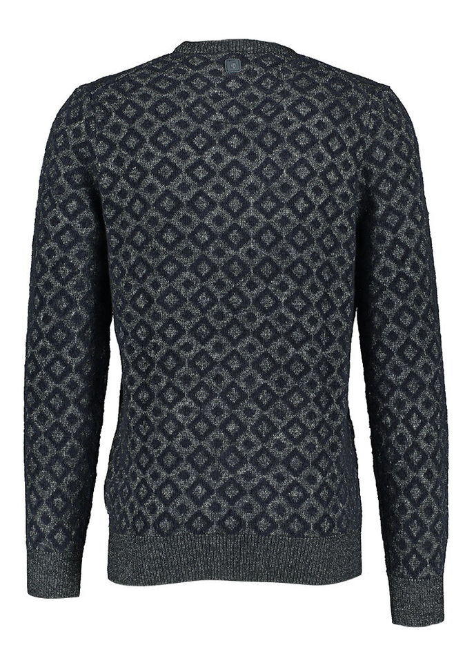 Blauwe pull met motief State of Art