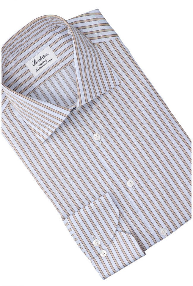 Lichtblauw katoenen hemd ( regular fit) met strepen en lange mouwen Stentröms