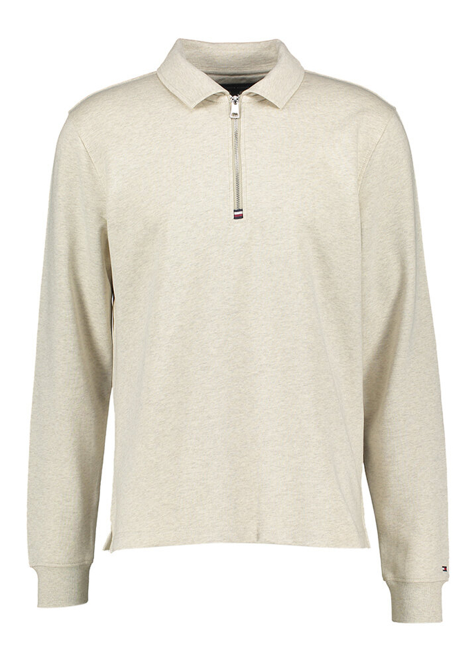 Beige katoenen trui met kraag en rits Tommy Hilfiger