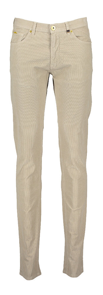 Beige regular fit corduroy broek Rodger Zilton