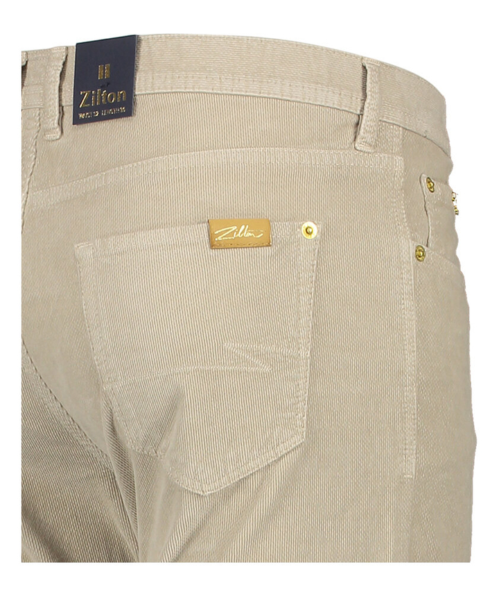 Beige regular fit corduroy broek Rodger Zilton