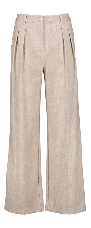 Beige wijde broek met bandplooi Rinascimento