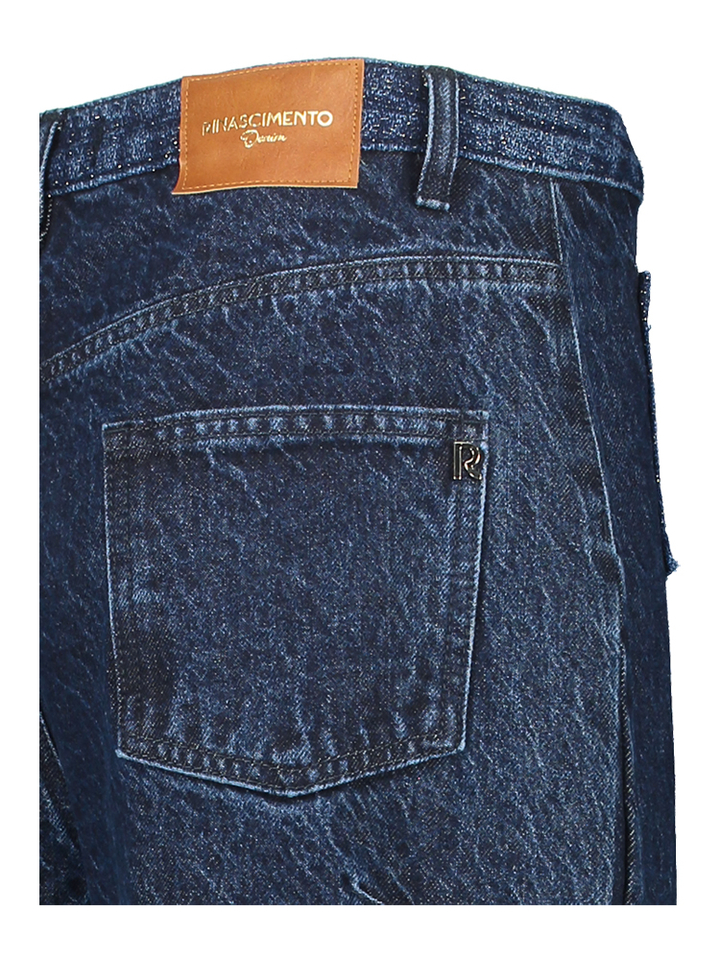 Donkerblauwe wide leg jeans met opgestikte zakken Rinascimento