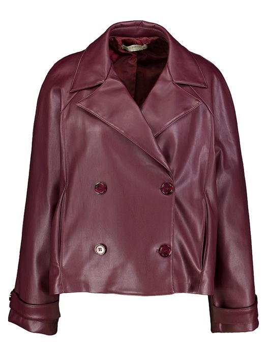 Bordeaux korte jas in lederlook Rinascimento