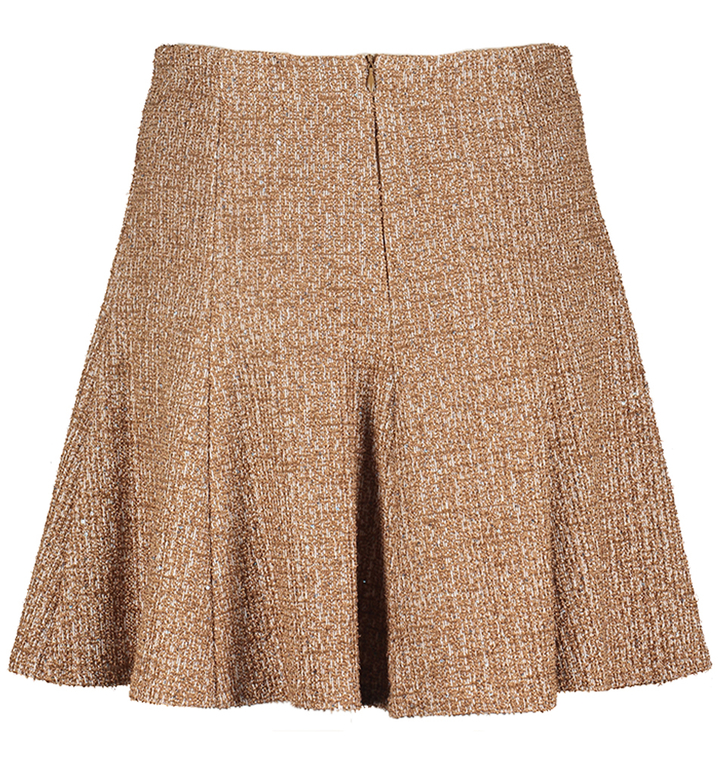 Camel/beige plooirok met fijn glitter detail Rinascimento