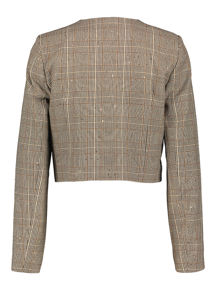 Bruine korte blazer in ruit motief Rinascimento