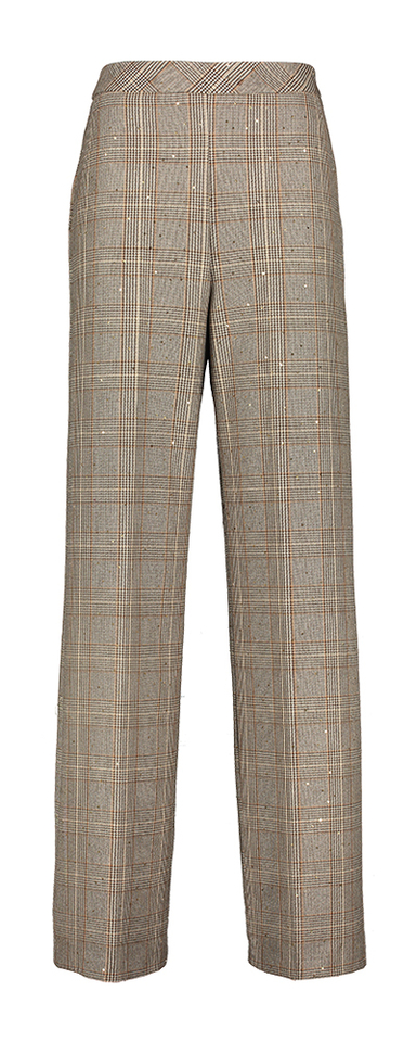 Bruine wijde broek in ruit motief Rinascimento