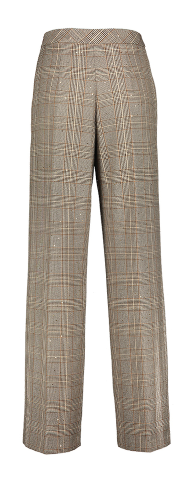 Bruine wijde broek in ruit motief Rinascimento