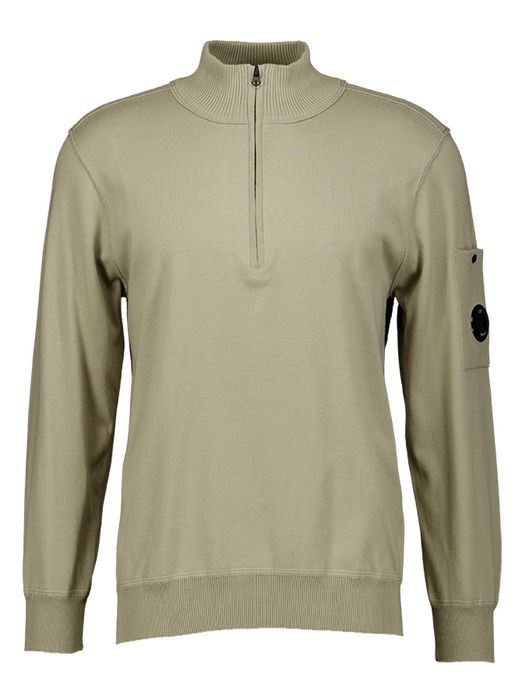 Grijze trui met rits en zakje op mouw CP Company