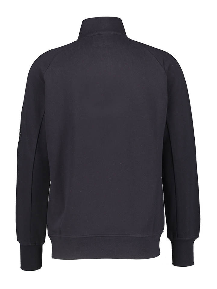 Blauwe sweater met rits,  zakje op mouw CP Company