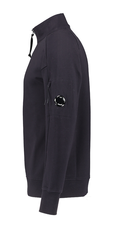Blauwe sweater met rits,  zakje op mouw CP Company