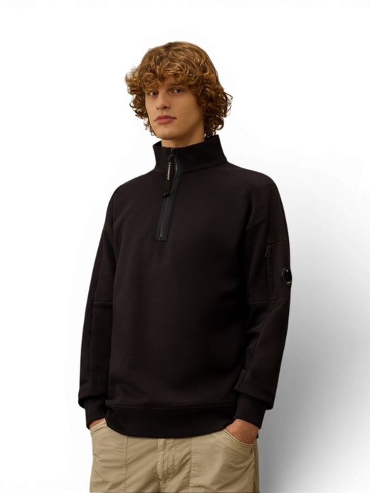 Blauwe sweater met rits, zakje op mouw CP Company