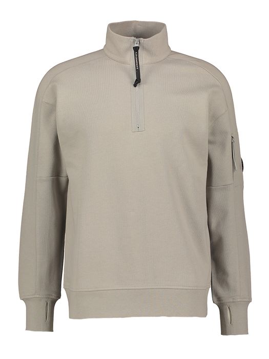 Grijze sweater met rits, zakje op mouw CP Company