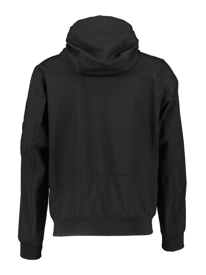 Zwarte jas met kap logo CP Company