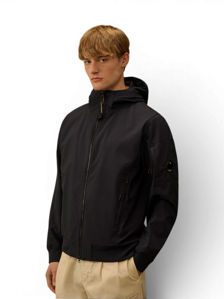 Zwarte jas met kap logo CP Company