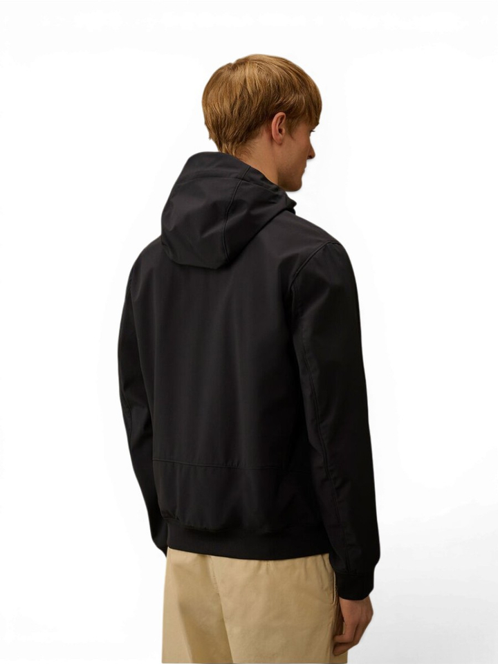Zwarte jas met kap logo CP Company
