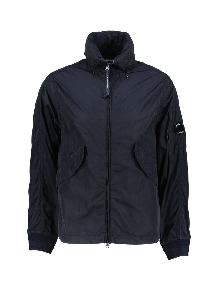 Donkerblauwe regenjas met kap in kraag CP Company