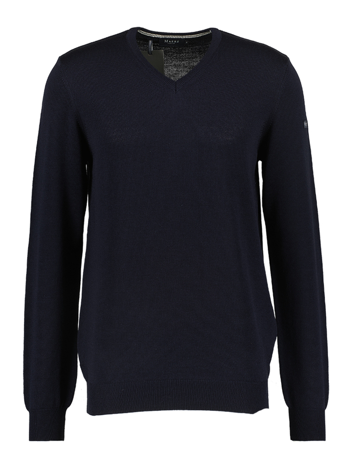 Donbkerblauwe V-hals trui 