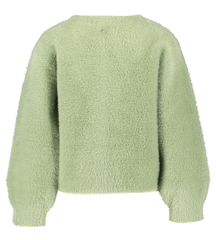 Muntgroene fluffy gilet met drukknopen Marie Mero