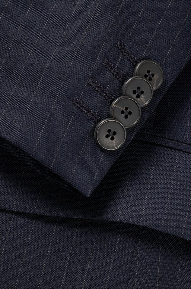 Donkerblauw 2-delig slim fit kostuum met krijtstreep Houston Hugo Boss