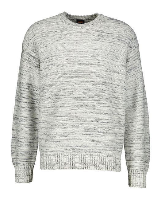 Ecru gebreide trui met grijze accenten Hugo Boss
