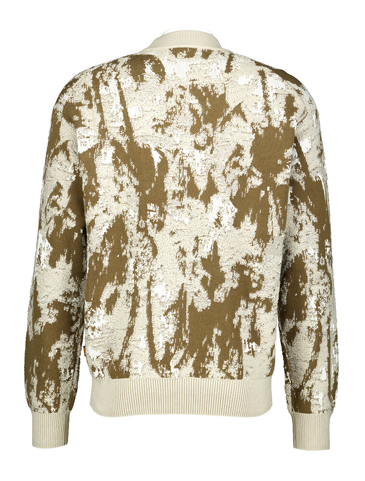 Kaki en beige trui in structuur met ronde hals Kalmtree Hugo Boss