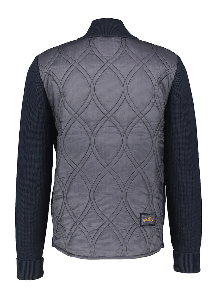 Donkerblauwe gilet met rits en speciale achterkant Mos Mosh
