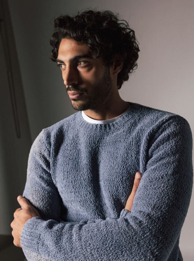 Blauwe trui met structuur Mos Mosh